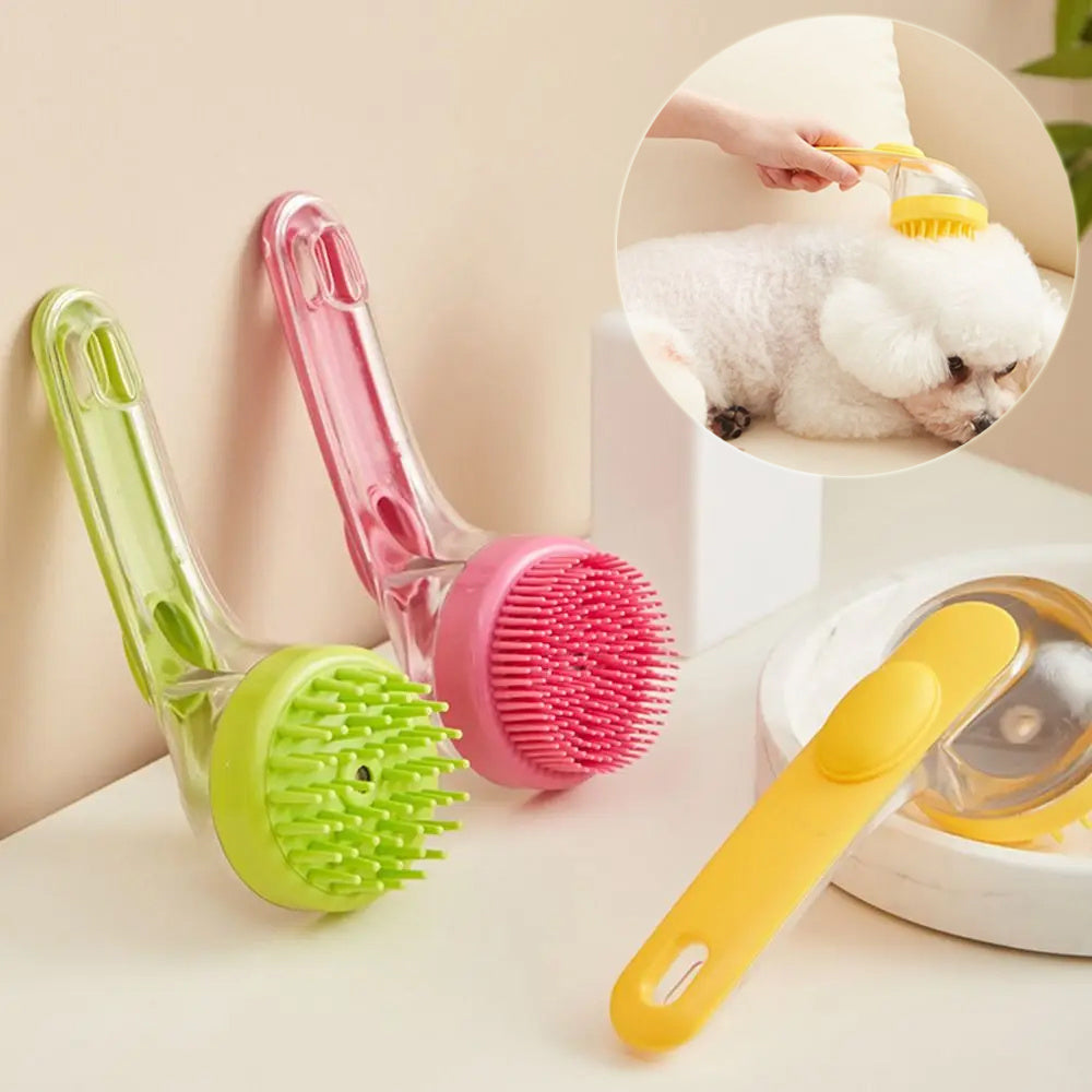 Gentle Glide Long‑Handle Pet Bath & Massage Brush – for Dogs & Cats